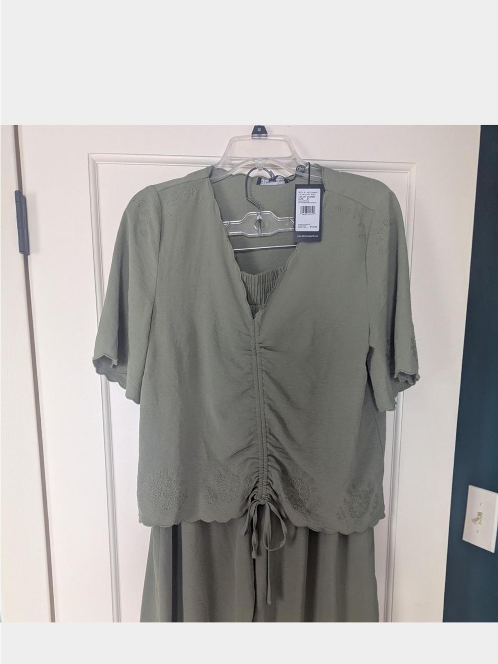 Adrianna Papell Olive Green Women's Top and Capri set